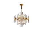 Zander Brass Chandelier with Clear Glass Rods Shade
