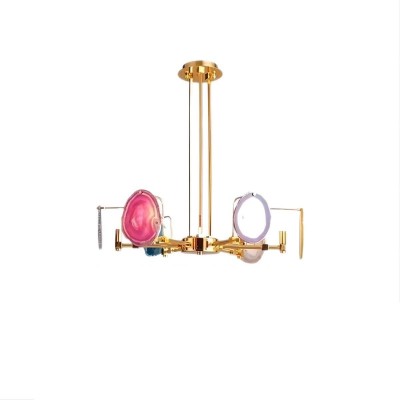 Soren Two Tier,Agate Chandelier, Golden