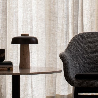 Salma Travertine Mushroom LED Table Lamp Salma Travertine Mushroom LED Table Lamp
