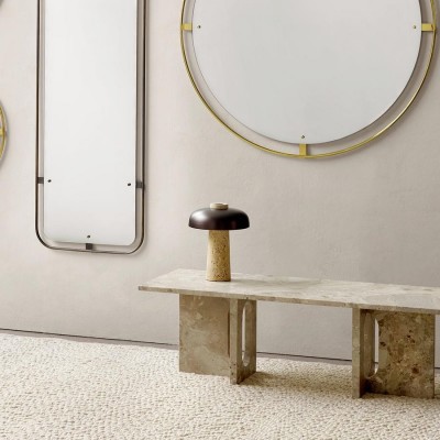 Salma Travertine Mushroom LED Table Lamp Salma Travertine Mushroom LED Table Lamp