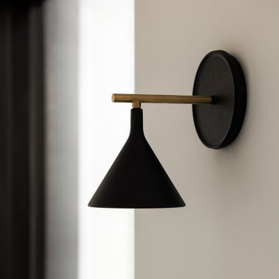 Anoushka Minimalist Black Cast Wall Sconce Anoushka Minimalist Black Cast Wall Sconce