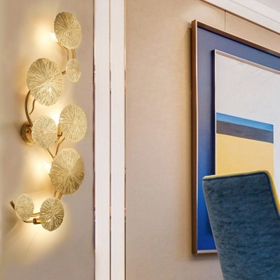 Aarohi Decorative Lotus Leaf Gold Brass Wall Sconce Aarohi Decorative Lotus Leaf Gold Brass Wall Sconce