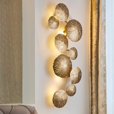 Aarohi Decorative Lotus Leaf Gold Brass Wall Sconce Aarohi Decorative Lotus Leaf Gold Brass Wall Sconce