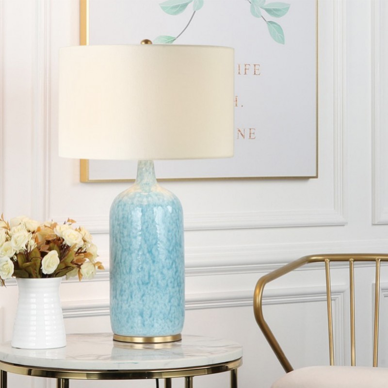 Midcentury Modern Bedside Blue Ceramic Table Lamp | PingLighting