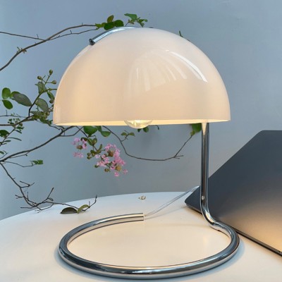 Olivia Bauhaus Bedside Table Lamps With Dome Glass Shades Olivia Bauhaus Bedside Table Lamps With Dome Glass Shades