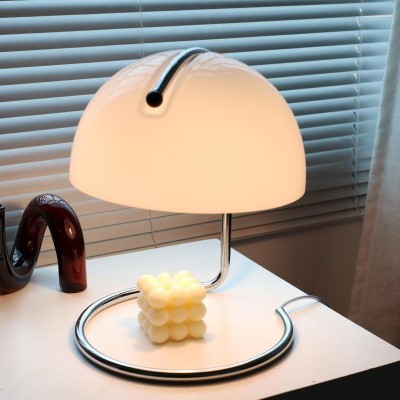 Olivia Bauhaus Bedside Table Lamps With Dome Glass Shades Olivia Bauhaus Bedside Table Lamps With Dome Glass Shades