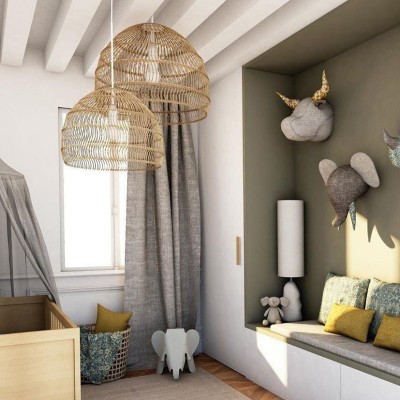 Juno Scandinavian Boho Woven Wicker Rattan Pendant Light