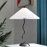Maite Vintage Squiggle Table Lamp With Pleated Shade