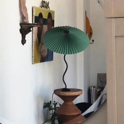 Maite Vintage Squiggle Table Lamp With Pleated Shade Maite Vintage Squiggle Table Lamp With Pleated Shade