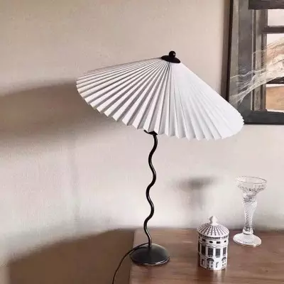 Maite Vintage Squiggle Table Lamp With Pleated Shade Maite Vintage Squiggle Table Lamp With Pleated Shade