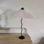 Maite Vintage Squiggle Table Lamp With Pleated Shade