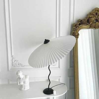 Maite Vintage Squiggle Table Lamp With Pleated Shade Maite Vintage Squiggle Table Lamp With Pleated Shade
