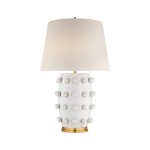 Large and Medium Linden Lamp with Linen Shade White Medium