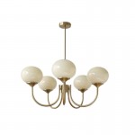 Bianca Colored Glass Shade Chandelier with Globes