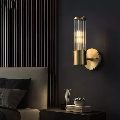 Prisha Farmhouse Gold Candle Fluted Glass Wall Sconces Prisha Farmhouse Gold Candle Fluted Glass Wall Sconces