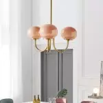 Bianca Colored Glass Shade Chandelier with Globes