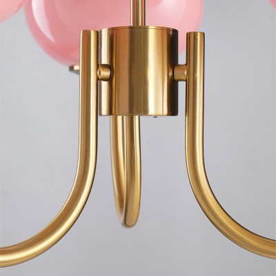 Bianca Colored Glass Shade Chandelier with Globes