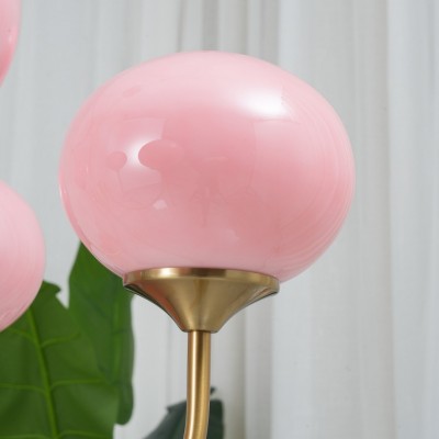 Bianca Colored Glass Shade Chandelier with Globes