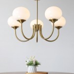 Bianca Colored Glass Shade Chandelier with Globes