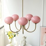 Bianca Colored Glass Shade Chandelier with Globes