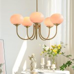 Bianca Colored Glass Shade Chandelier with Globes