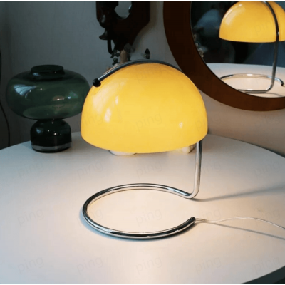 Olivia Bauhaus Bedside Table Lamps With Dome Glass Shades Olivia Bauhaus Bedside Table Lamps With Dome Glass Shades