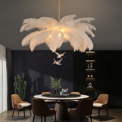 Caden Modern Nordic Ostrich Feather Chandelier
