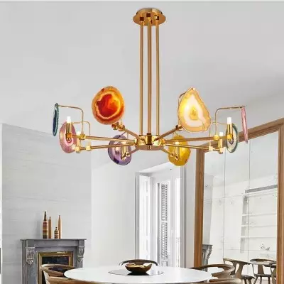 Camilla Agate Chandelier with Colorful Agate Slices Camilla Agate Chandelier with Colorful Agate Slices