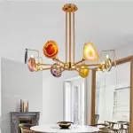 Camilla Agate Chandelier with Colorful Agate Slices Camilla Agate Chandelier with Colorful Agate Slices