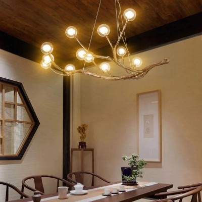 Damian Rustic Tree Branch Chandelier with Bubble Glass Lamp Shades Damian Rustic Tree Branch Chandelier with Bubble Glass Lamp Shades