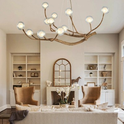 Damian Rustic Tree Branch Chandelier with Bubble Glass Lamp Shades Damian Rustic Tree Branch Chandelier with Bubble Glass Lamp Shades