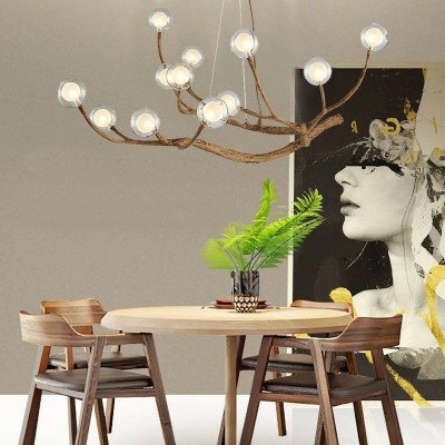Damian Rustic Tree Branch Chandelier with Bubble Glass Lamp Shades Damian Rustic Tree Branch Chandelier with Bubble Glass Lamp Shades