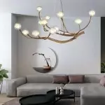 Damian Rustic Tree Branch Chandelier with Bubble Glass Lamp Shades
