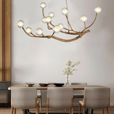 Damian Rustic Tree Branch Chandelier with Bubble Glass Lamp Shades Damian Rustic Tree Branch Chandelier with Bubble Glass Lamp Shades
