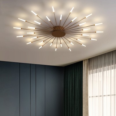 Pranika Modern Sputnik LED Fireworks Semi Flush Mount Ceiling Light Pranika Modern Sputnik LED Fireworks Semi Flush Mount Ceiling Light