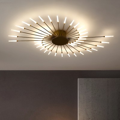 Pranika Modern Sputnik LED Fireworks Semi Flush Mount Ceiling Light Pranika Modern Sputnik LED Fireworks Semi Flush Mount Ceiling Light