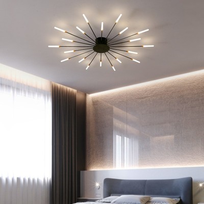 Pranika Modern Sputnik LED Fireworks Semi Flush Mount Ceiling Light Pranika Modern Sputnik LED Fireworks Semi Flush Mount Ceiling Light
