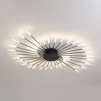 Pranika Modern Sputnik LED Fireworks Semi Flush Mount Ceiling Light Pranika Modern Sputnik LED Fireworks Semi Flush Mount Ceiling Light