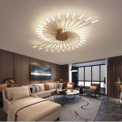 Pranika Modern Sputnik LED Fireworks Semi Flush Mount Ceiling Light Pranika Modern Sputnik LED Fireworks Semi Flush Mount Ceiling Light