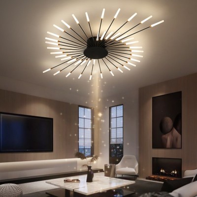 Pranika Modern Sputnik LED Fireworks Semi Flush Mount Ceiling Light Pranika Modern Sputnik LED Fireworks Semi Flush Mount Ceiling Light