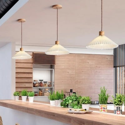 Giovanna Modern Beige Pleated Pendant Light