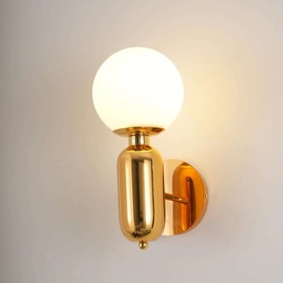 Saira Modern Milk Globe Glass Wall Sconce Saira Modern Milk Globe Glass Wall Sconce
