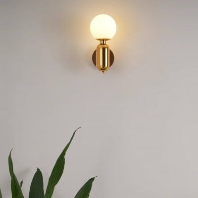 Saira Modern Milk Globe Glass Wall Sconce Saira Modern Milk Globe Glass Wall Sconce