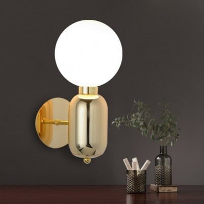 Saira Modern Milk Globe Glass Wall Sconce Saira Modern Milk Globe Glass Wall Sconce