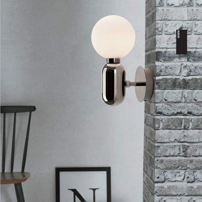 Saira Modern Milk Globe Glass Wall Sconce Saira Modern Milk Globe Glass Wall Sconce