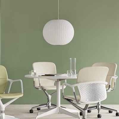 Hayden White Silk Ball Bubble Pendant Light