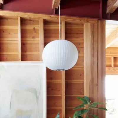 Hayden White Silk Ball Bubble Pendant Light