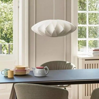 Giovanni White Silk Nelson Bubble Lamps Giovanni White Silk Nelson Bubble Lamps