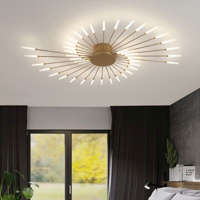Pranika Modern Sputnik LED Fireworks Semi Flush Mount Ceiling Light Pranika Modern Sputnik LED Fireworks Semi Flush Mount Ceiling Light