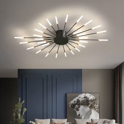 Pranika Modern Sputnik LED Fireworks Semi Flush Mount Ceiling Light Pranika Modern Sputnik LED Fireworks Semi Flush Mount Ceiling Light